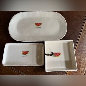 Rae Dunn White Watermelon Serving Trays